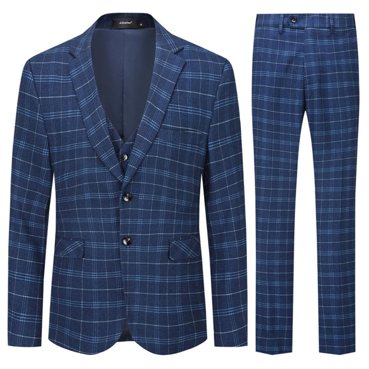 Allthemen Herrenanzug Anzug Herren Anzug Kariert Slim Fit 3 Teilig Anzüge Sakko für Business Hochzei