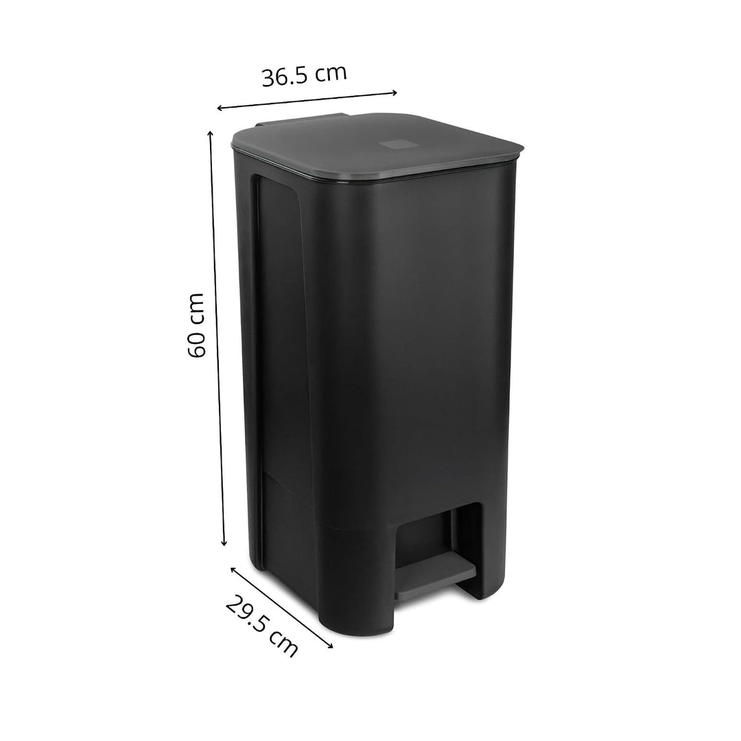 Treteimer Set 40L Blau, Tretmülleimer mit Pedal, Mülleimer, Mülltrennsystem für Papier, Kunststoff u