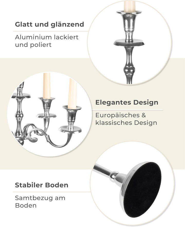 Gräfenstayn® Kerzenleuchter 1, 3 oder 5-armig Kerzenständer - Verschiedene Grössen - Leuchter Kandel