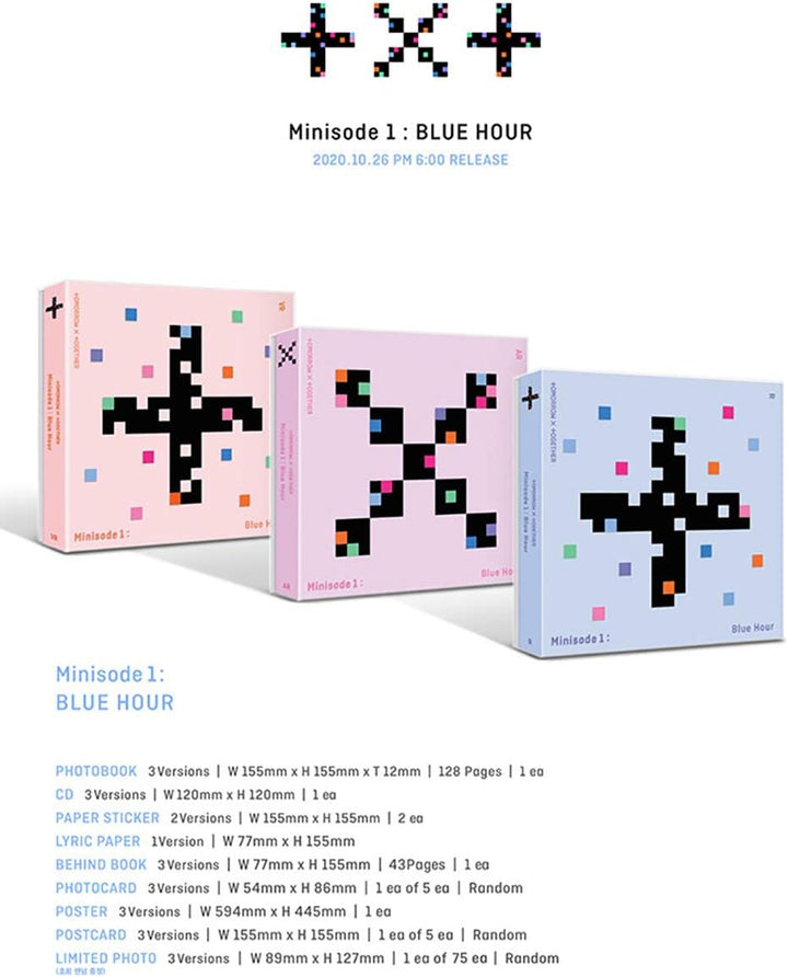 TXT Tomorrow X Together Minisode1 : Blue Hour Album (AR Version) CD+Poster+Photobook+Paper Sticker+L