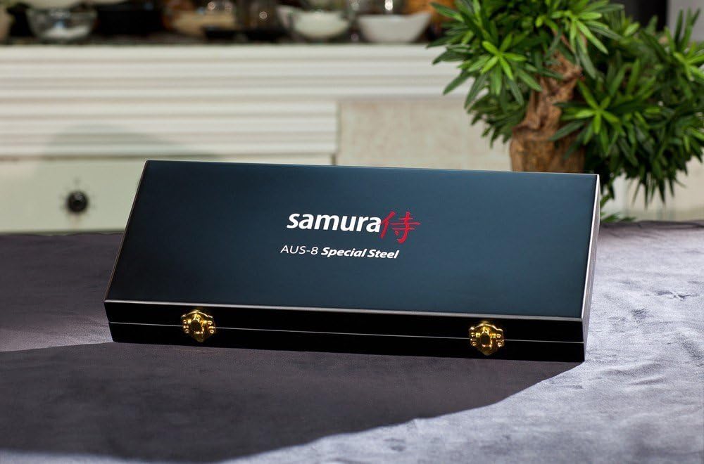 Samura MO-V Messer Geschenk Set in Holz Geschenkbox ultra-scharf, aus japanisch AUS 8 Edelstahl, 18