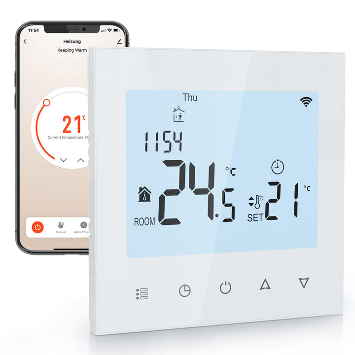 Elektrobock PT740W-EI Raumthermostat mit WiFi | Smartes Thermostat für Fussbodenheizung & Elektrohei