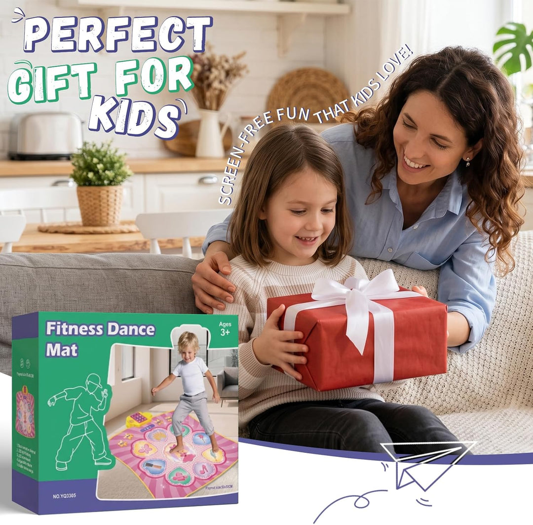 YESHIN 9 Tasten Tanzmatte Kinder mit Musik, LED Licht Dance Mat, 3 Spielmodi, 8 Lieder & 7 Lautstärk