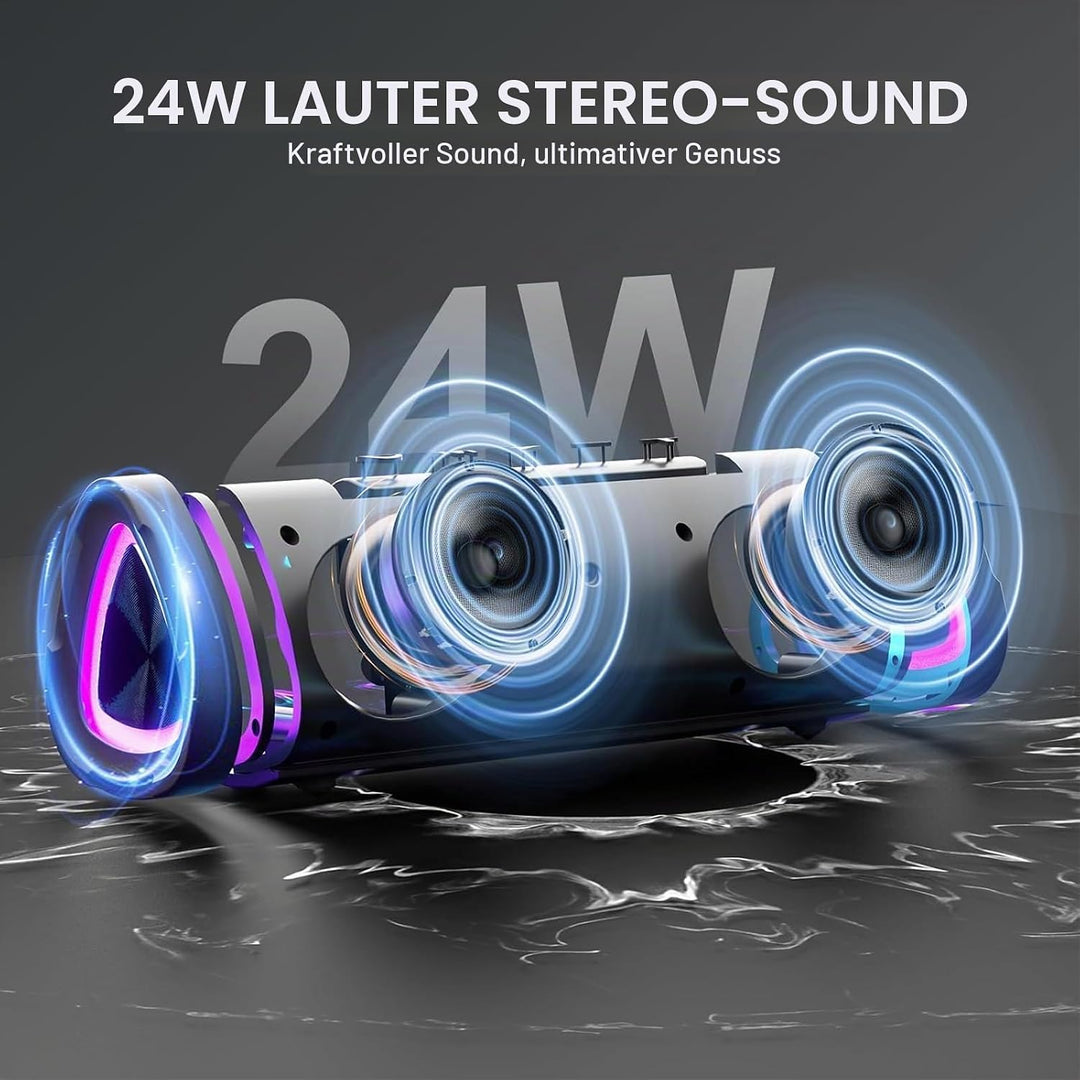 aowoka Bluetooth Lautsprecher mit Licht, 2025 Musikbox Tragbarer Box, Bluetooth 5.4, 30 St, Verbesse