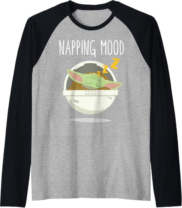 Star Wars Mandalorian The Child Cartoon Napping Mood Raglan