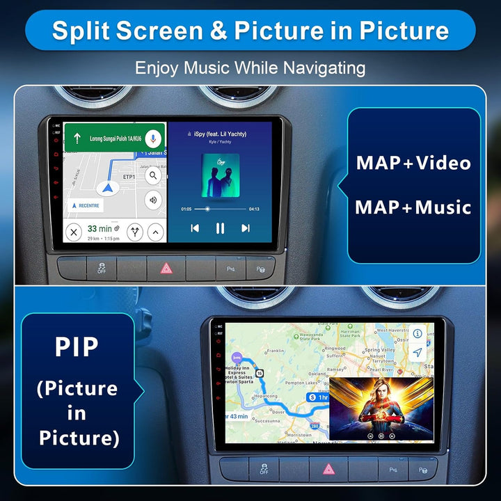Android Autoradio mit Navi Bildschirm Wireless Carplay Android Auto für Audi A3 S3 RS3 2003-2012, 9