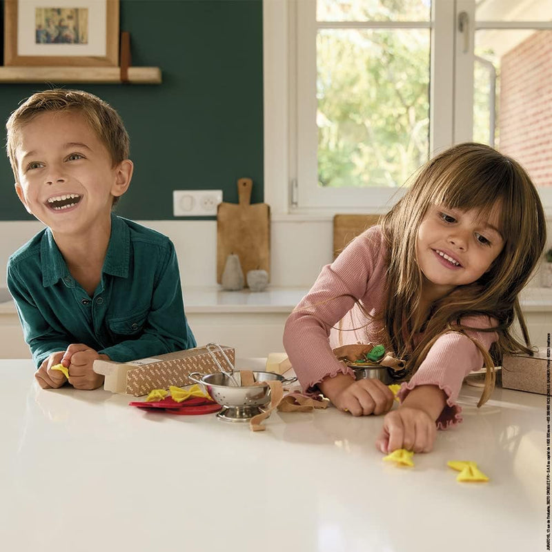 Janod - Pasta-Mix - Nudel-Set- Rollenspielzeug Küche und Essgeschirr - 58 Elemente aus Holz, Pappe u