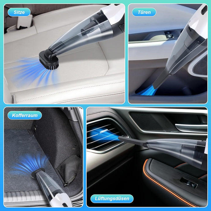 Handstaubsauger Akku, Tragbarer Mini Auto Staubsauger Stark mit Ladestation & Led Beleuchtung, 9000p