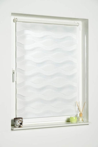 K-home Klemmfix Doppelrollo "Welle" ohne Bohren - Weiss 40 cm x 200 cm (B x L) 40 x 200 cm Weiss, 40