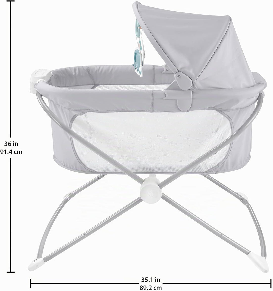 Fisher-Price GWD36 - Zusammenklappbares Beistellbettchen – tragbares Babybettchen mit Licht für Neug