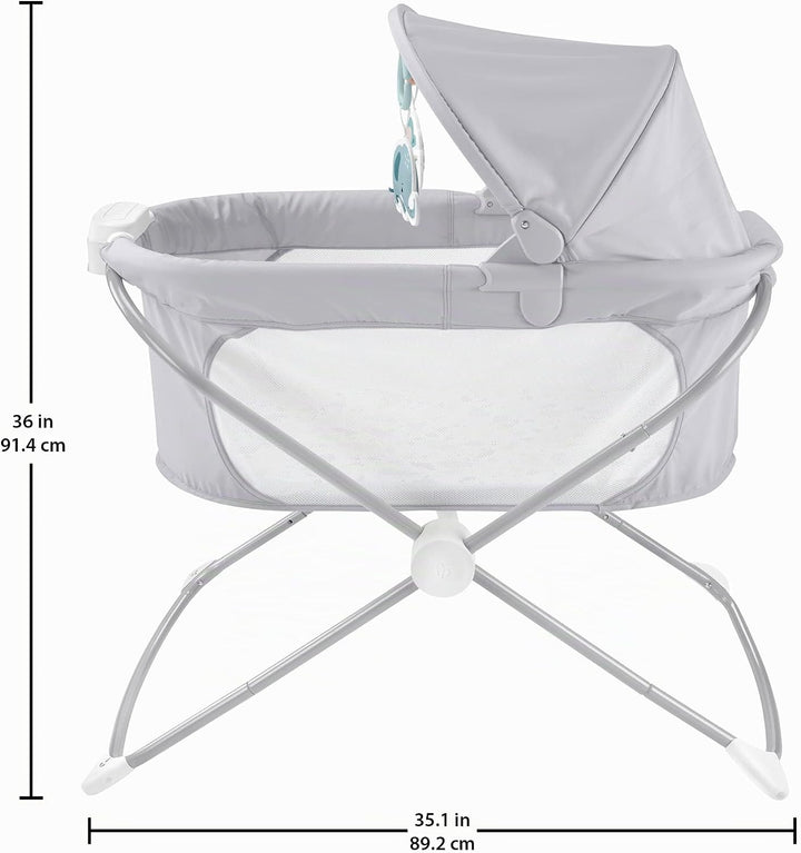 Fisher-Price GWD36 - Zusammenklappbares Beistellbettchen – tragbares Babybettchen mit Licht für Neug