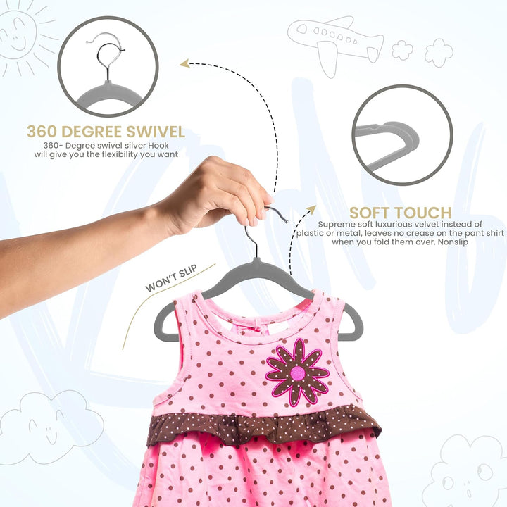 Utopia Home Kinder-Kleiderbügel aus Samt (50 Stück) – 27,9 cm (11 Zoll) robuster Baby-Kleiderbügel –