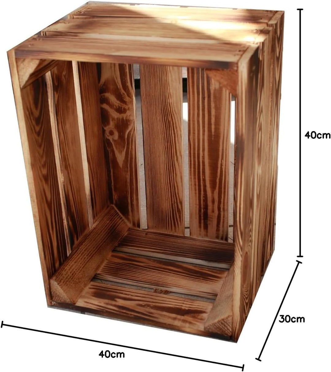Teramico Weinregal Holzkisten Weinkisten Obstkisten Bar Verschiedene Varianten weiss geflammt 50cm 4