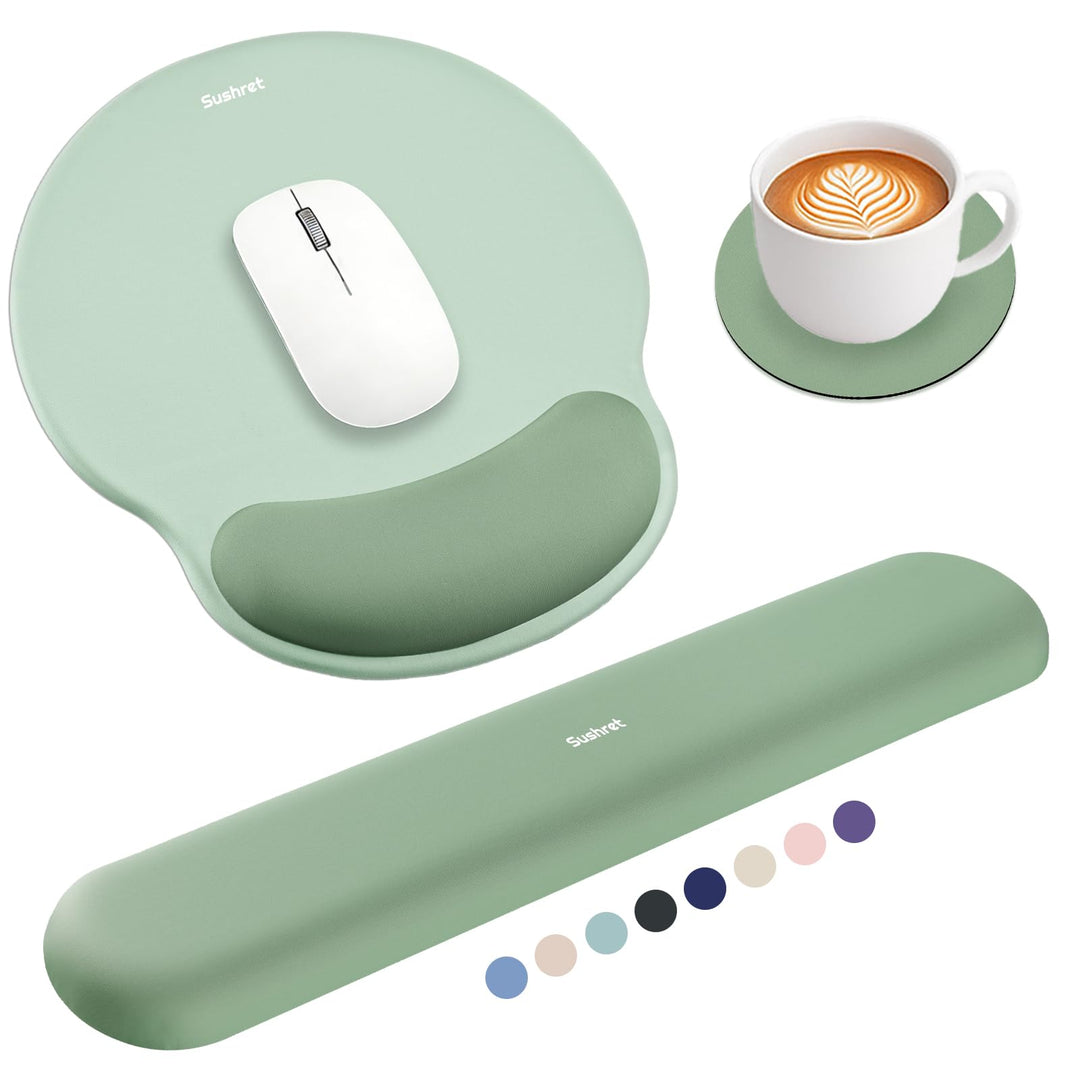 Mauspad & Tastatur Handballenauflage, 3-in-1 Ergonomisches Gel Memory Foam Mauspad mit Handgelenkstü