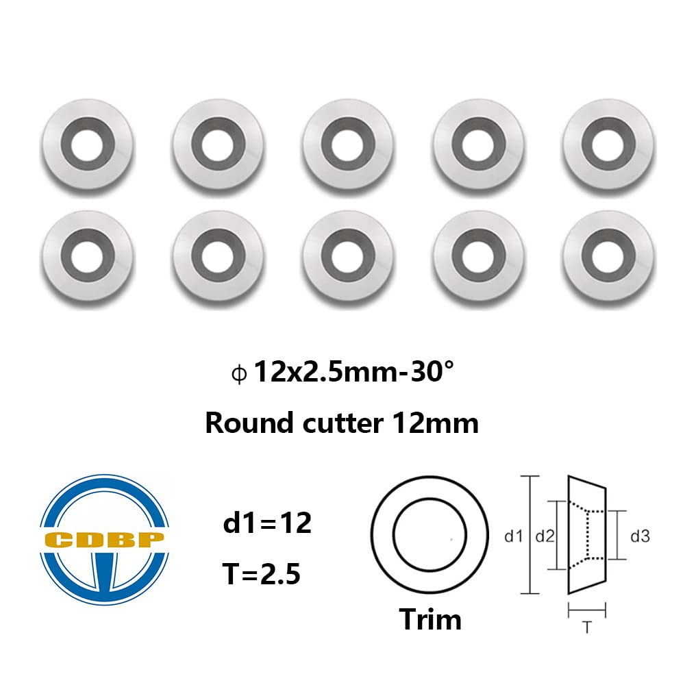 CDBP 12 mm runde Hartmetall-Einsätze, Indexierbar, passend für DIY Drehmaschine Holzdrehwerkzeuge, C