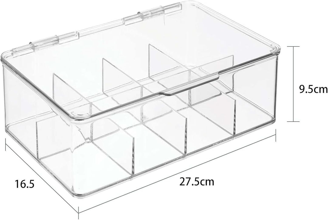 Teebeutel Aufbewahrungsbox, Mit Deckel, Acht Fächern, Abnehmbare Blende, Tischaufbewahrung, Kaffee,