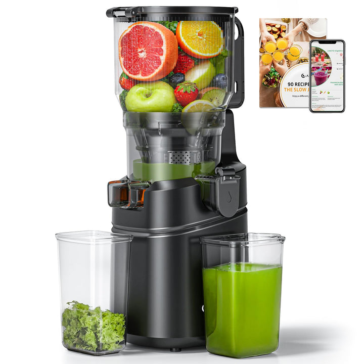AMZCHEF 250W Automatischer All-In-One Entsafter, 165MM Öffnung und 1,8L Kaltpresse für Gemüse und Ob