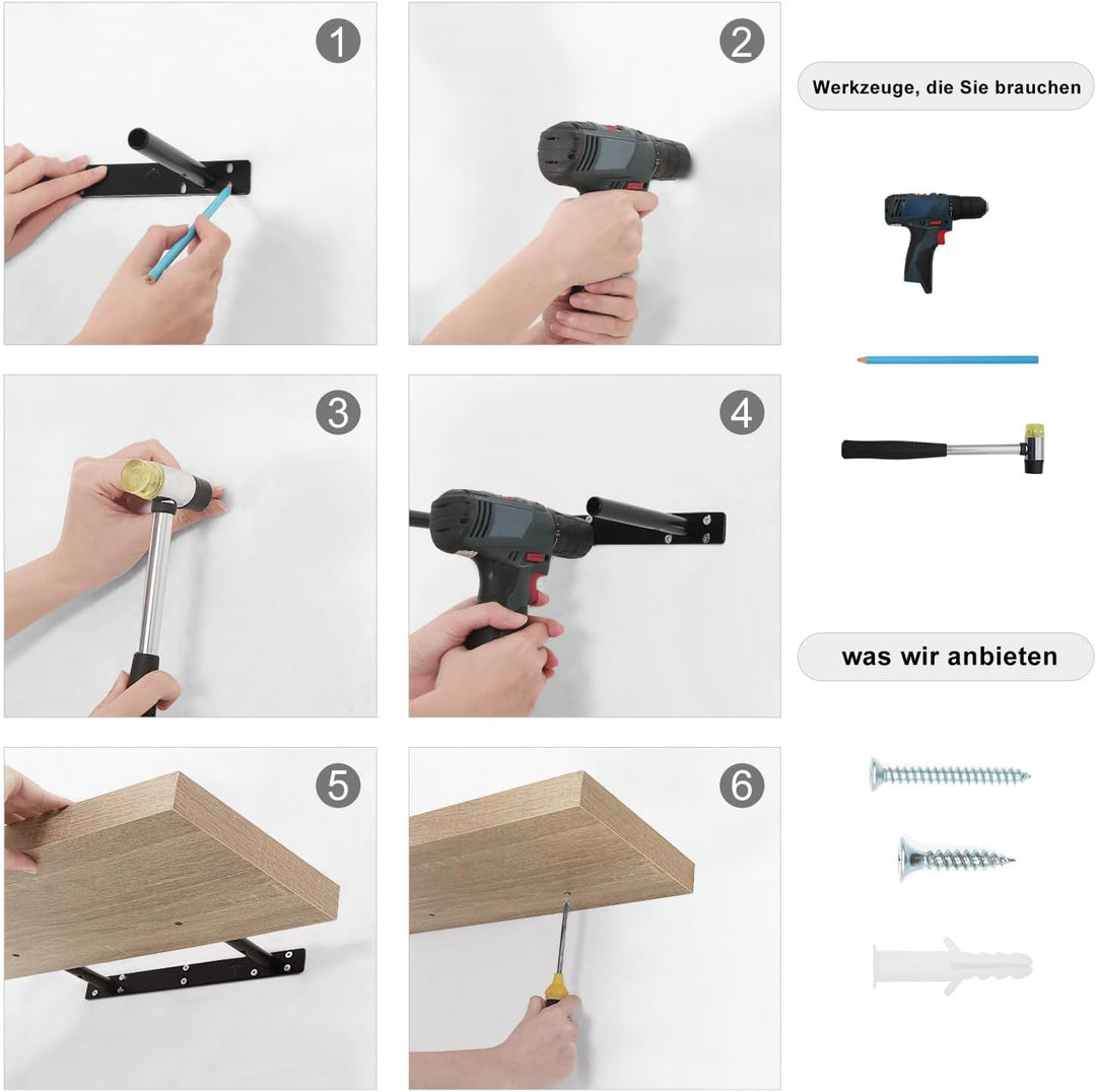 EUGAD Wandregal, Regal Wand 4er Set, Wandboard für Wohnzimmer, Küche, Badezimmer, Bücher/DVD/CD/Bild