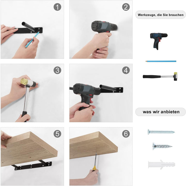 EUGAD Wandregal, Regal Wand 4er Set, Wandboard für Wohnzimmer, Küche, Badezimmer, Bücher/DVD/CD/Bild