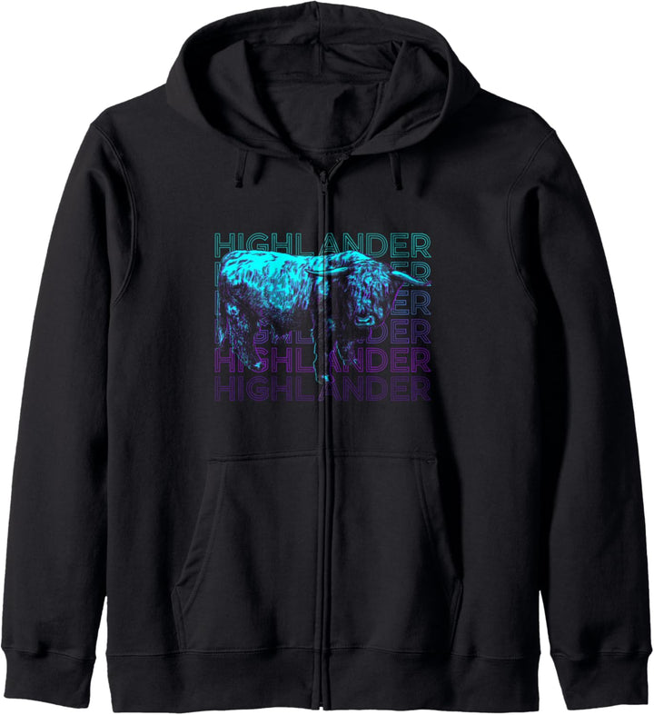 Highlander Scottish Highland Cow Retro Kapuzenjacke