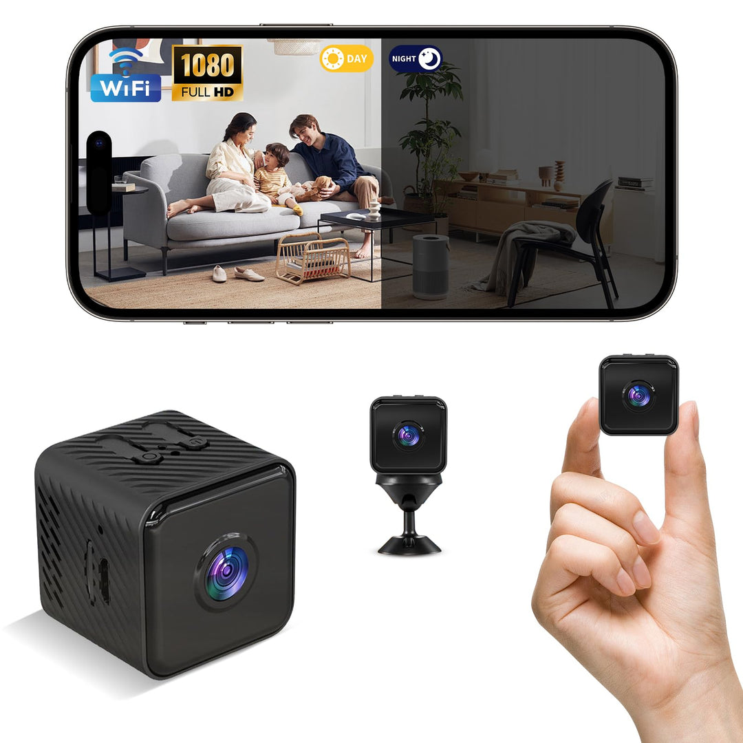 WLAN Mini Kamera, 1080P HD Überwachungskamera Innen mit Nachtsicht &amp; Bewegungserkennung, Live-Übertr