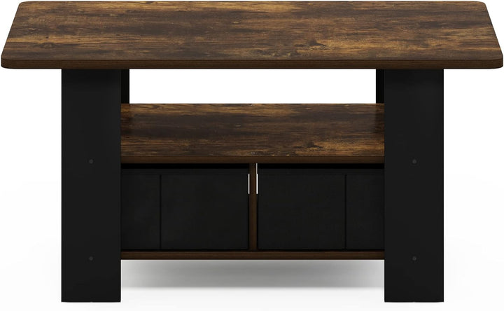 Furinno Andrey Couchtisch mit Schublade, Holz, Bernsteinkiefer/Schwarz, 48.3 (D) x 80 (W) x 39.6 (H)