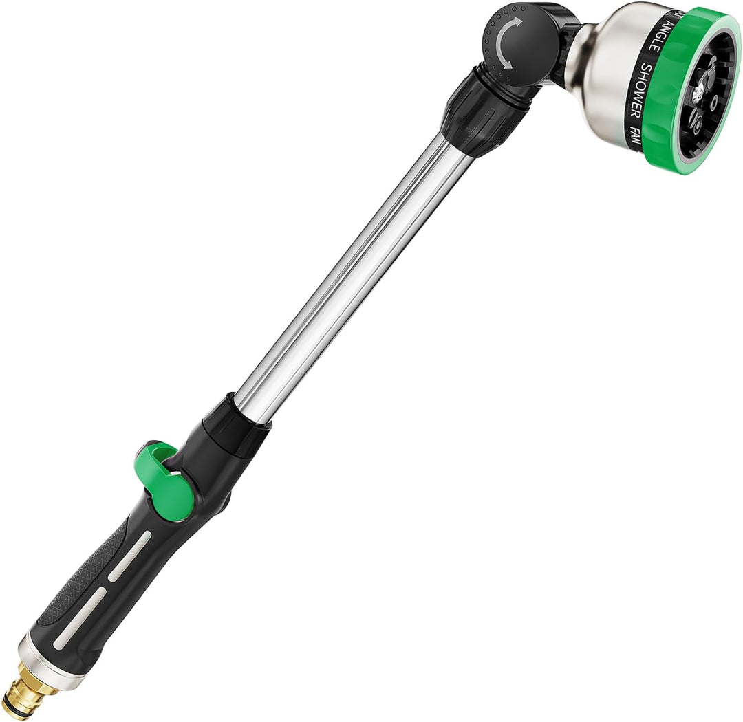 FANHAO Garten Giessstab Metall, 45cm Lang Gartenbrause mit Daumensteuerung, 180° schwenkbaren Kopf S
