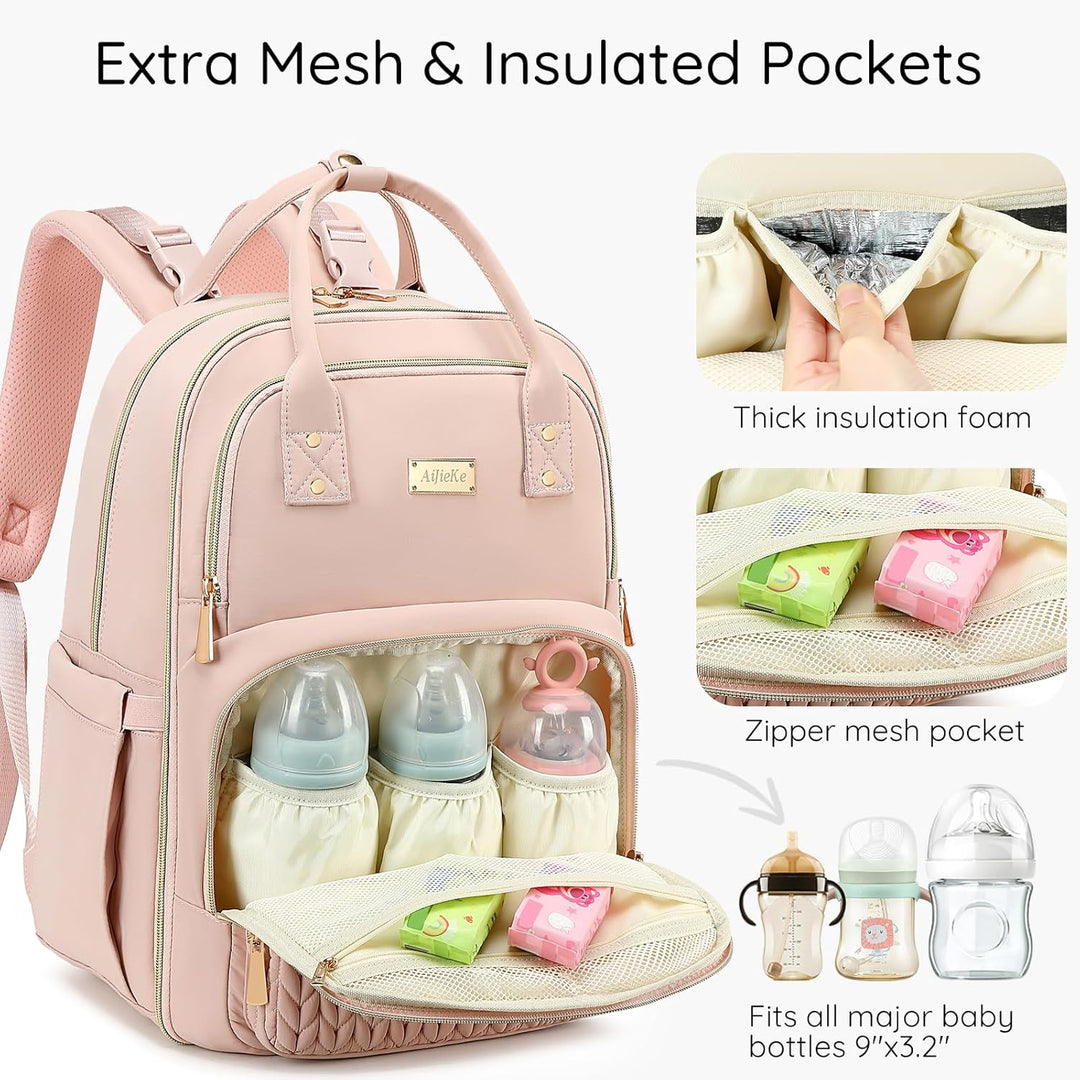 AIJIEKE Wickeltasche Rucksack, multifunktionale, wasserdichte Wickeltasche, Reiseutensilien, Babytas