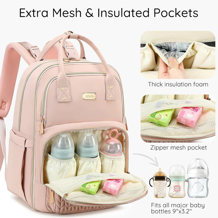 AIJIEKE Wickeltasche Rucksack, multifunktionale, wasserdichte Wickeltasche, Reiseutensilien, Babytas