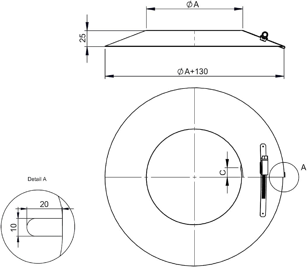 Kamin Regenhaube aus Edelstahl, Innendurchmesser 150 mm Ø 150 mm Regenhaube