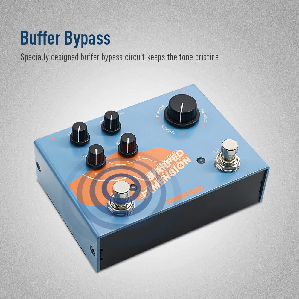 SONICAKE Modulations Gitarren Effektpedal 4 Modi von Chorus, Flanger, Phaser & Tremolo Digital Warpe