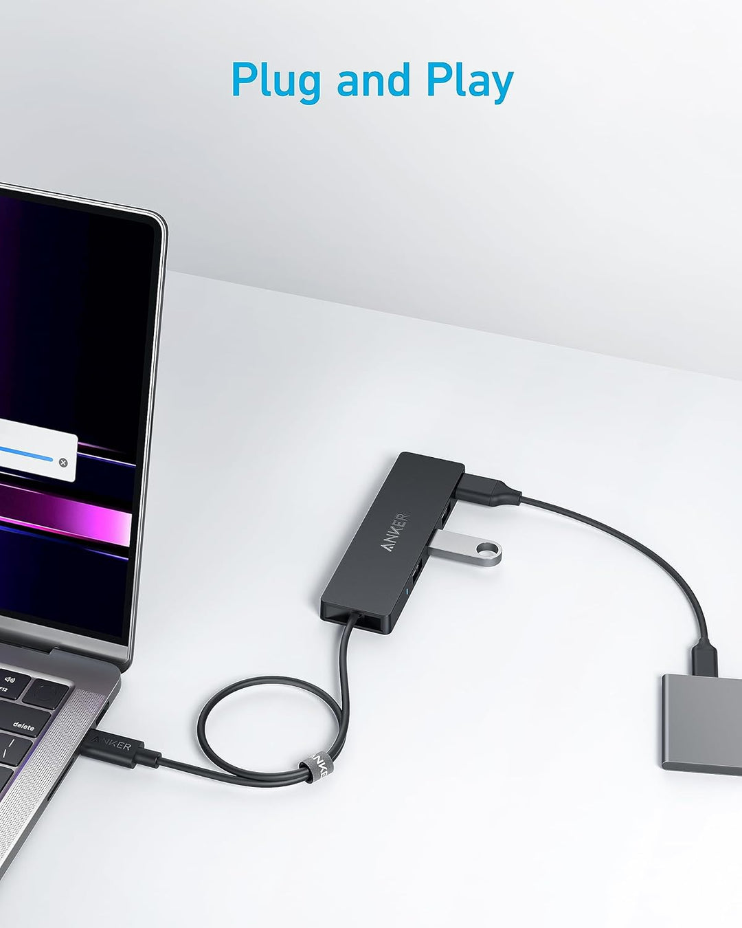 Anker USB-C Hub, 4 Port USB 3.0 Datenhub mit 5 Gbit/s Datenübertragung, 60cm Erweiterungskabel (ohne