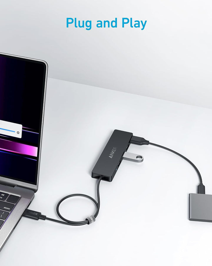 Anker USB-C Hub, 4 Port USB 3.0 Datenhub mit 5 Gbit/s Datenübertragung, 60cm Erweiterungskabel (ohne