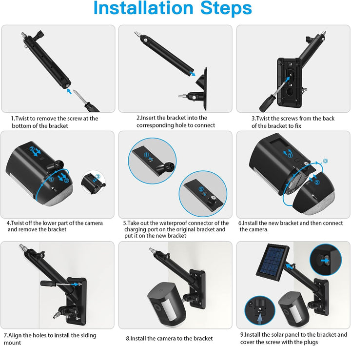 HOLACA 2 in 1 Halterung für Ring Solarpanel, Spotlight Cam/Pro und Stick Up Cam Battery Zubehör zur
