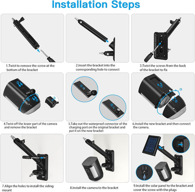 HOLACA 2 in 1 Halterung für Ring Solarpanel, Spotlight Cam/Pro und Stick Up Cam Battery Zubehör zur