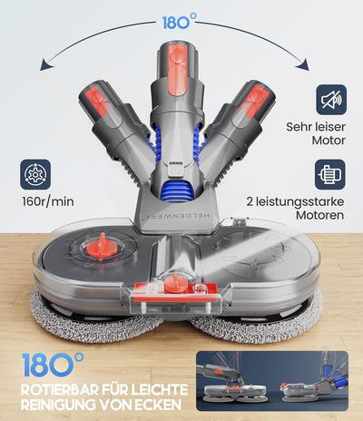 HELDENWERK Wischaufsatz für Dyson elektrisch für V7/V8/V10/V11/V15 Staubsauger I Wischmopp Aufsatz m