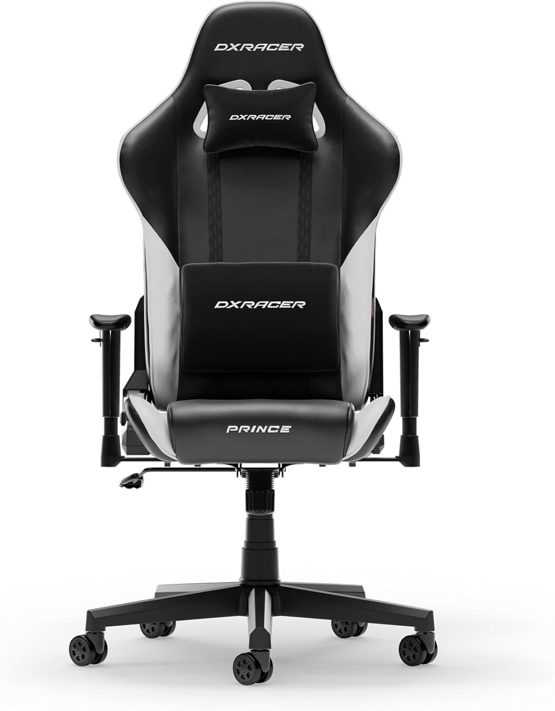 DXRacer Prince L Schwarz & Weiss PVC Leder das Orginal Gaming Stuhl, Schreibtischstuhl, Bürostuhle,
