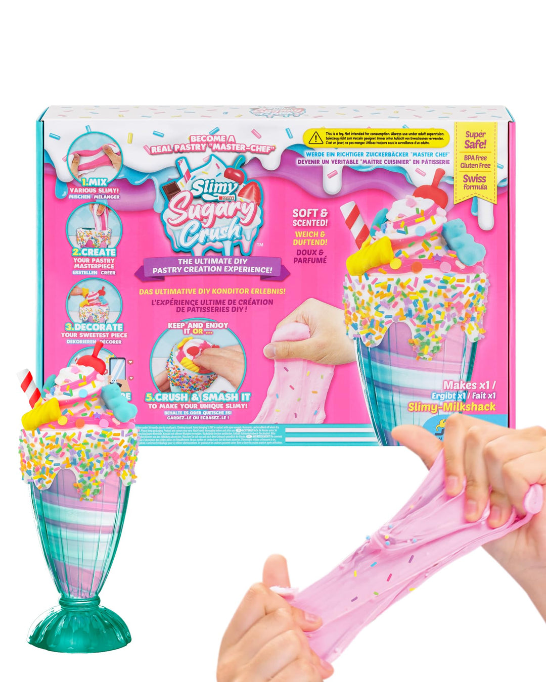 SLIMY Sugary Crush - Milkshack, Slime und Knete Kreativ-Set, Backspiel zum selber Mischen, Formen un