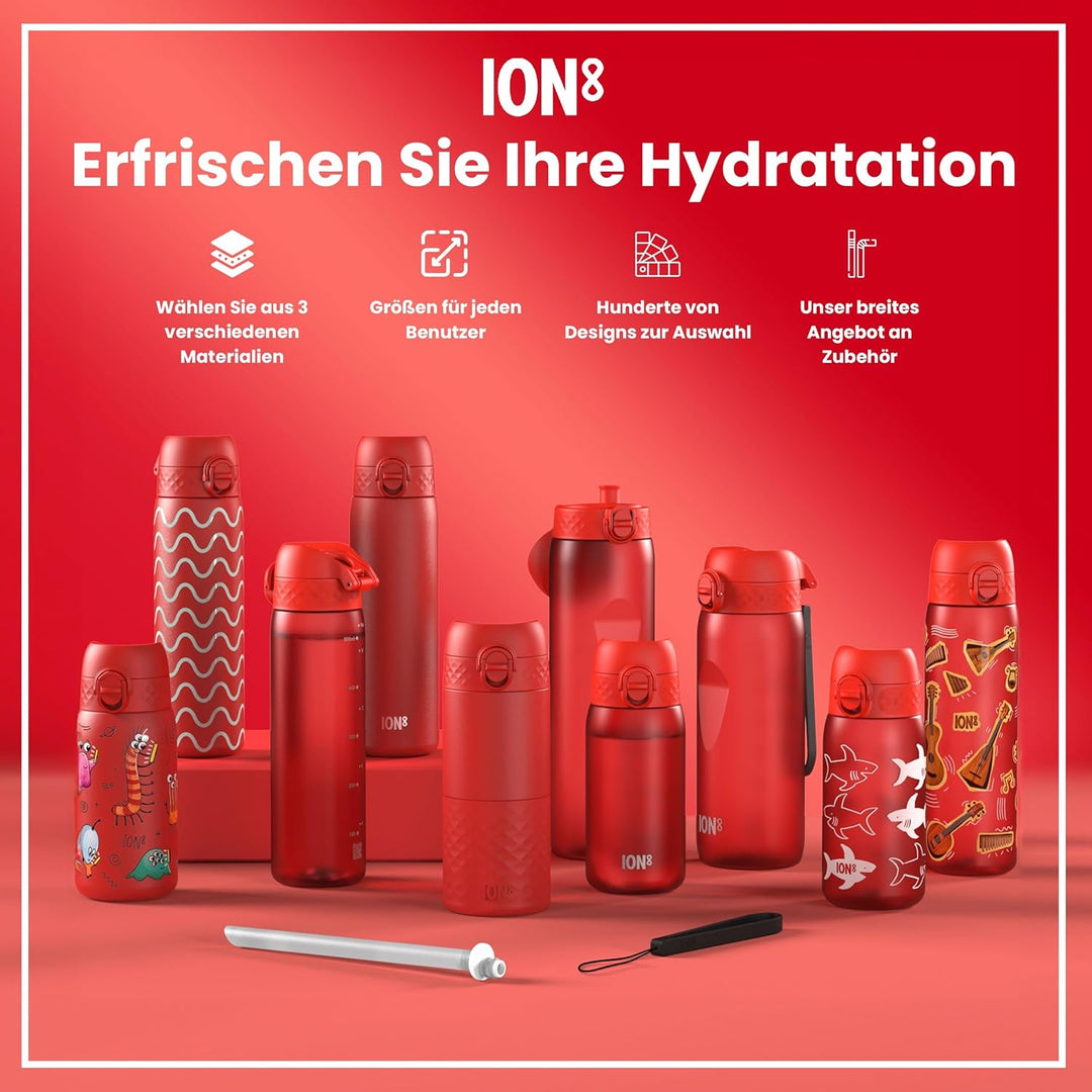 ion8 1 Liter Trinkflasche, 1000ml, Auslaufsicher, Einhandöffnung, Sichere Verriegelung, Spülmaschine