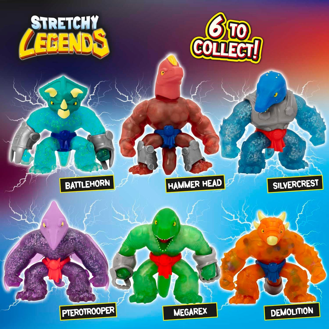 Stretchy Legends Megarex - Elastische Actionfiguren für Kinder, Dehnbare Superhelden Figuren zu Samm