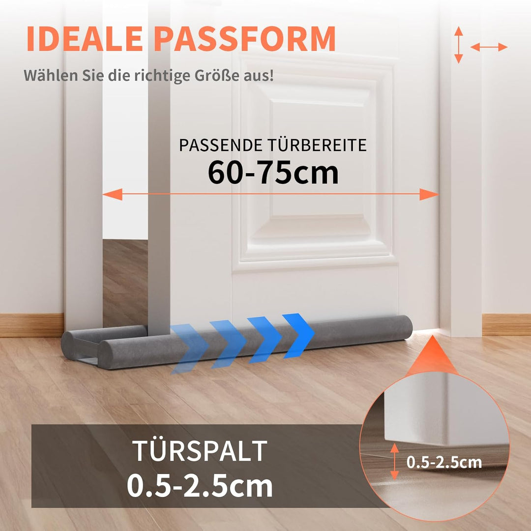 BKSAI Zugluftstopper für Türen Rückstandlos Türdichtung Haustür 60-110CM Windstopper Kälteschutz Sch