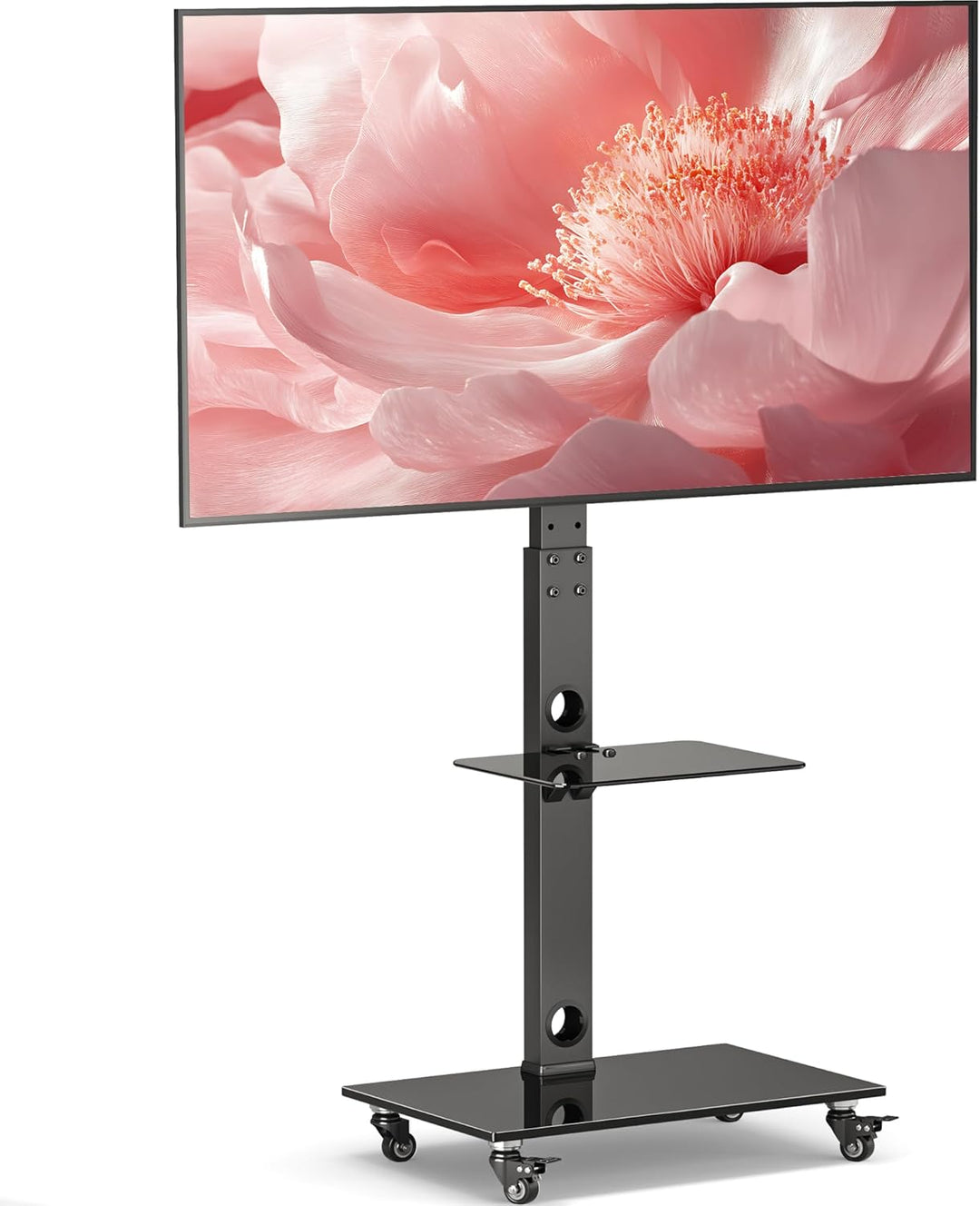 BONTEC TV-Ständer mit Rollen für 30-70 Zoll Plasma-/LCD-/LED-Bildschirme bis 40 kg, 6 Höhenverstellu