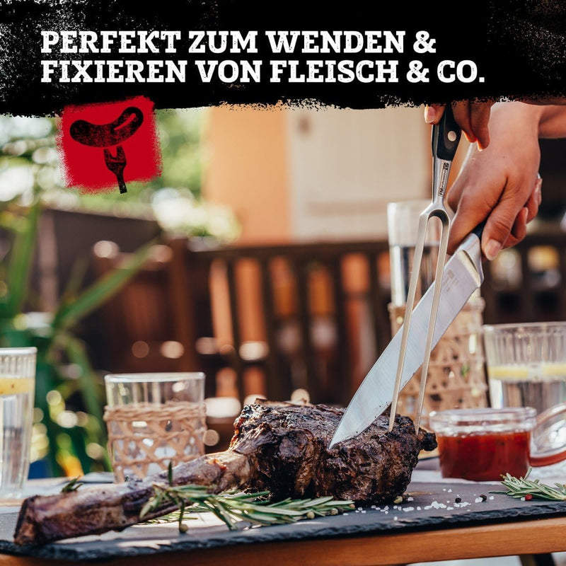 FMProfessional Fleischgabel für Steaks, Braten & Gemüse by Fackelmann – Grillgabel mit langen Zinken