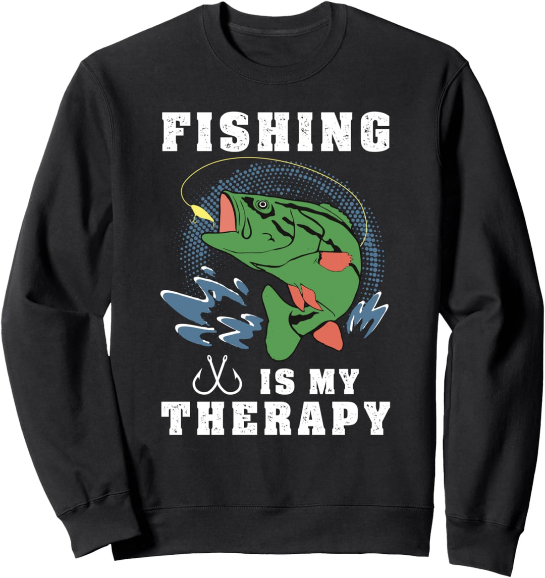 Angeln ist mein Therapiespass Angelhaken Weihnachtsfischer Sweatshirt