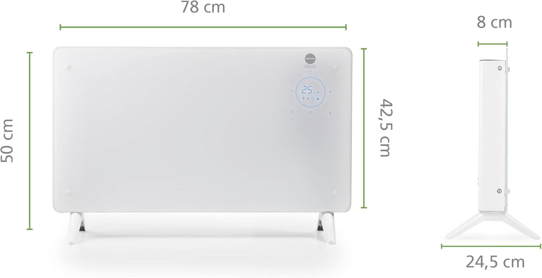 Macom Enjoy & Relax 937 Thermo Glass Konvektor mit 24h Timer und Raumthermostat, Weiss, 1000/2000W