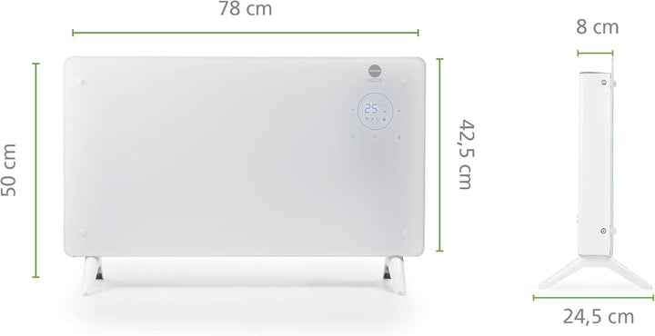 Macom Enjoy & Relax 937 Thermo Glass Konvektor mit 24h Timer und Raumthermostat, Weiss, 1000/2000W