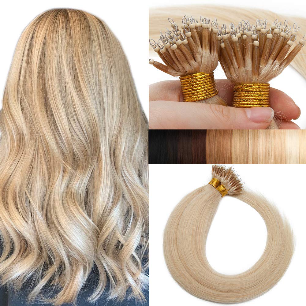 SEGO Nanoring Extension Echthaar 1g Loop Haarverlängerung Haarteile 50 Strähnen Glatt 100% Remy Huma