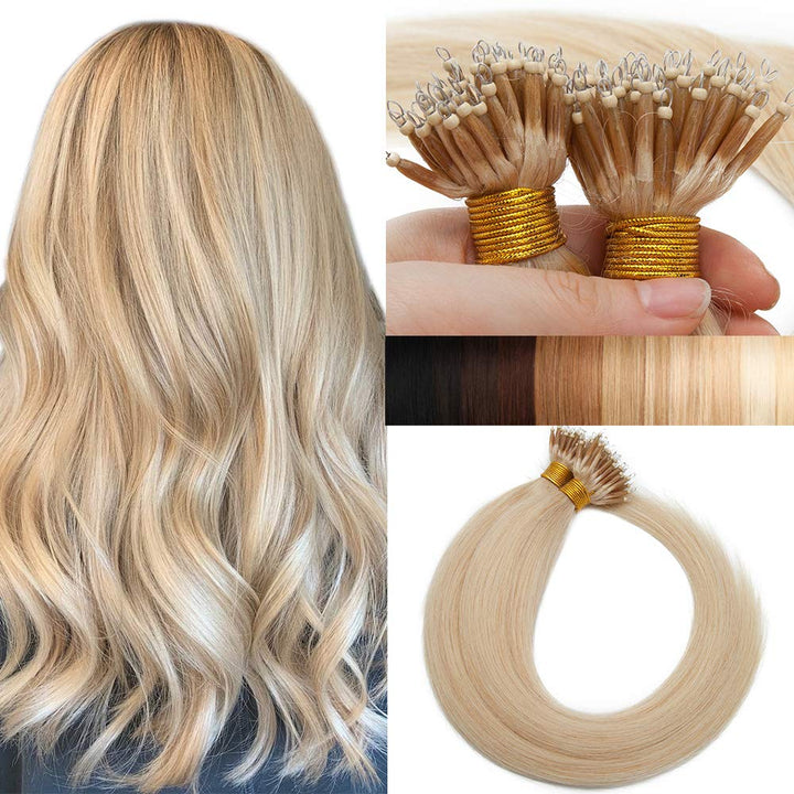 SEGO Nanoring Extension Echthaar 1g Loop Haarverlängerung Haarteile 50 Strähnen Glatt 100% Remy Huma