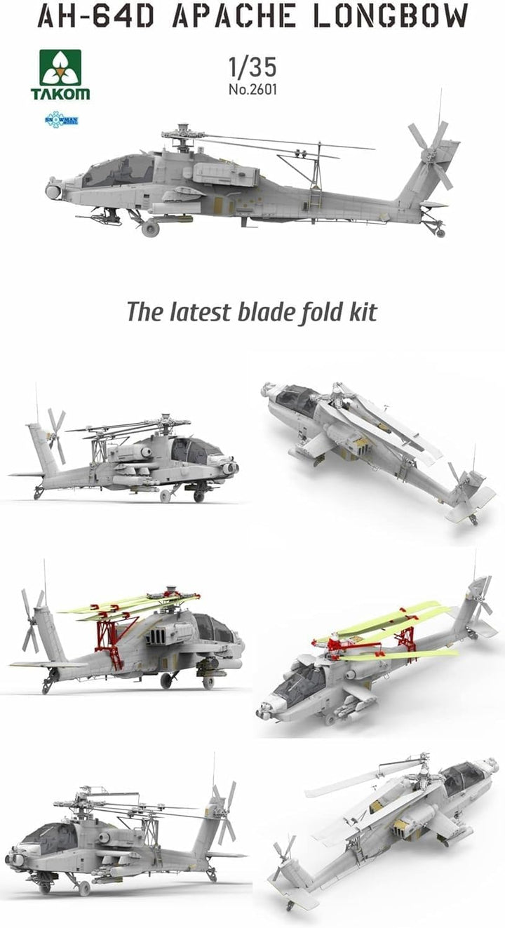 Tacom 1/35 US Army AH-64D Apache Longbow Attack Hubschrauber Kunststoff Modell TKO2601 geformte Farb