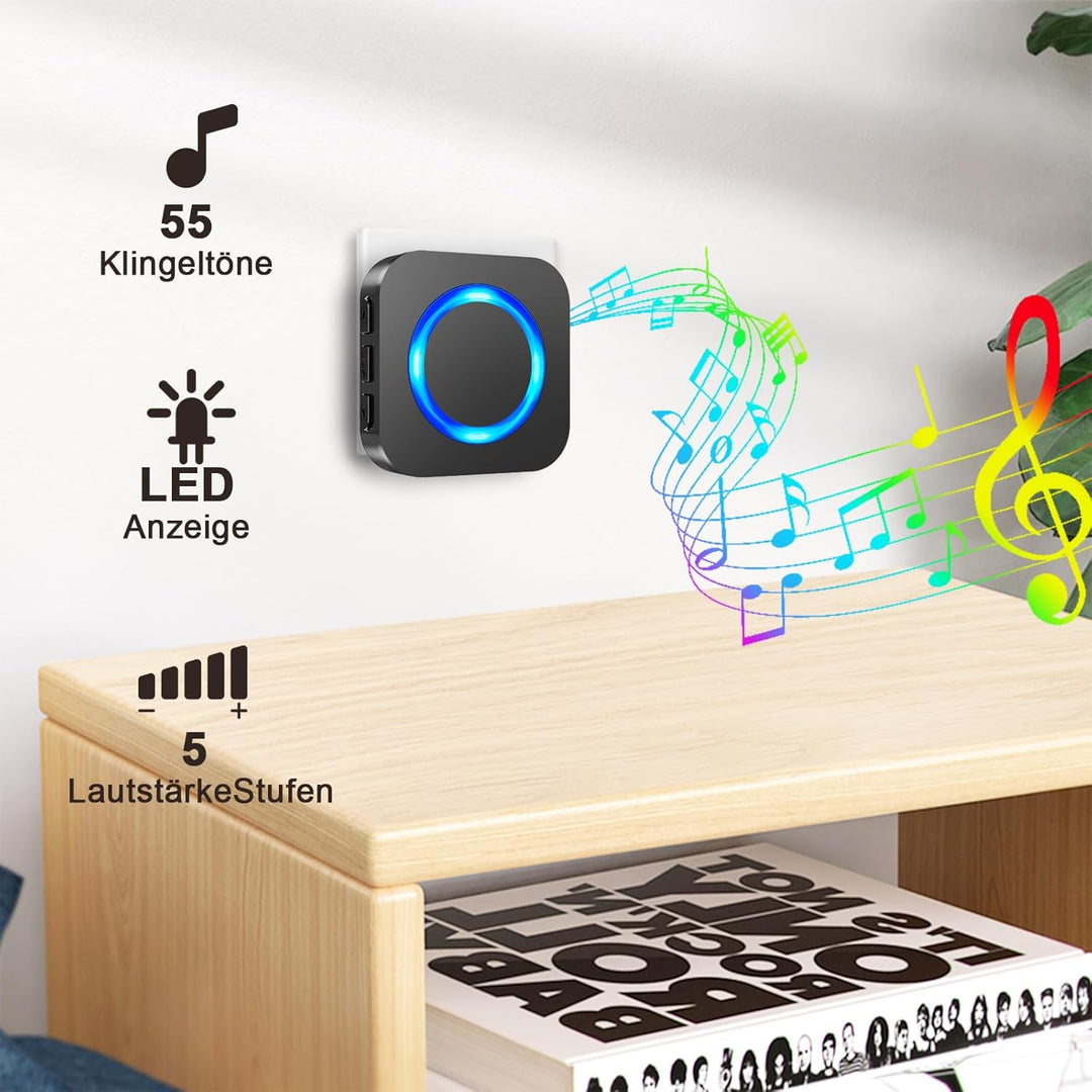 SURFOU Funkklingel, Aussen Kabellose Wasserdicht Türklingel Haustürklingel, 400m Funk Reichweite Kli